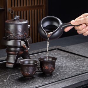 Charcoal Stone-Texture Rotating Kung Fu Tea Brewer