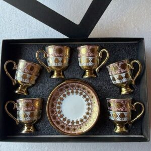 Luxury Emerald Green and Gold Ceramic Espresso Set
