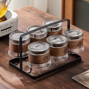 Amber Glass Spice Jar and Condiment Canister Set