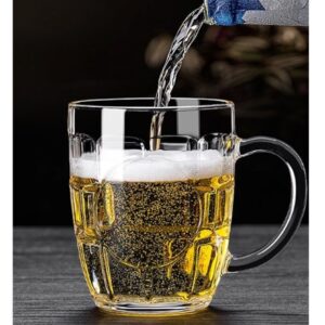 Heavy-Base Clear Glass Beer Mug with Handle