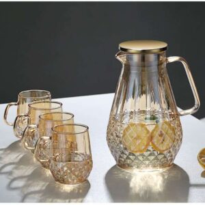 Premium Geometric Gold-Rimmed Pitcher Set