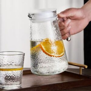 Hammered Glass Carafe with Wooden Lid