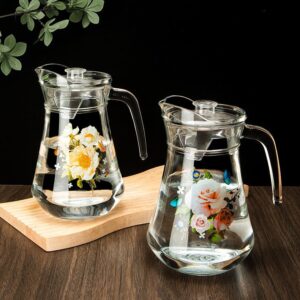 Floral Decal Glass Water Jug and Cup Combo
