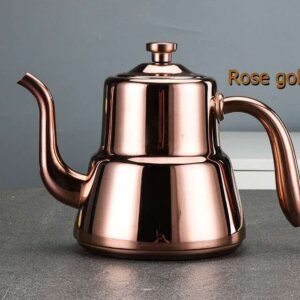 Modern Metallic Finish Rose Gold Gooseneck Teapot